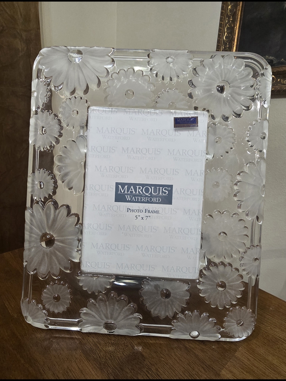 NWT Marquis by Waterford Sunflower Heavy Lead Crystal Picture Frame 5x7 Floral